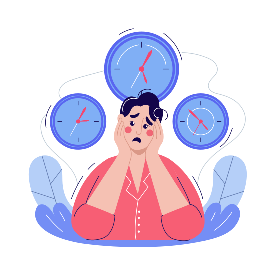 Waiting, Overwhelmed, Sad, Unhappy, Burnout illustration