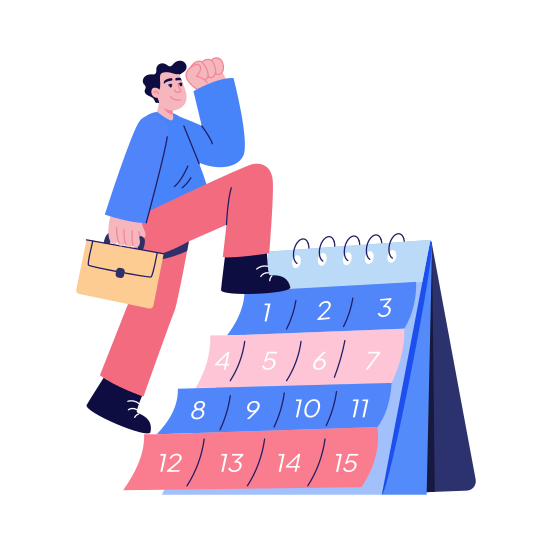Work Schedule, Progress, Calendar, Planning, Stairs illustration
