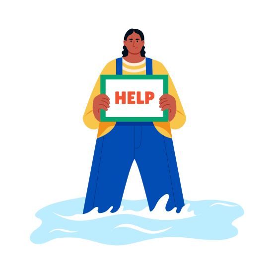 Flood, Disaster, Crisis, Emergency, Help, illustration