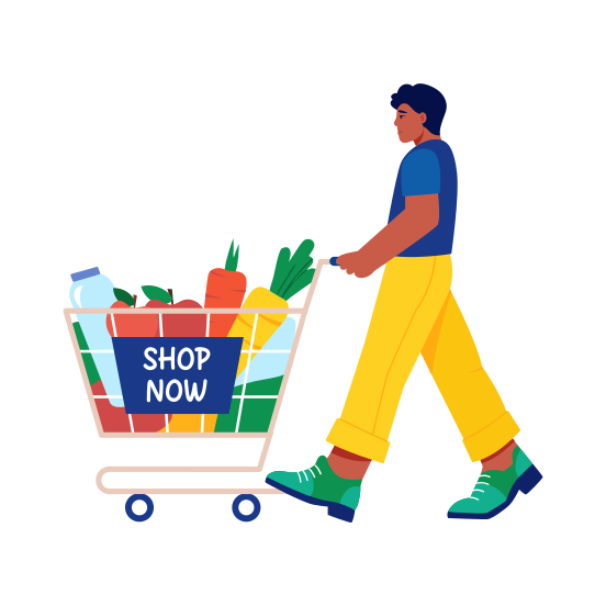 Grocery, Shopping, Vegetables, Retailing, Buying illustration