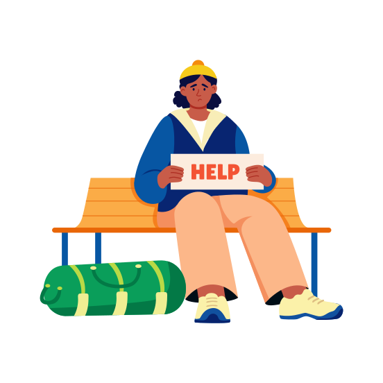 Homeless, Poverty, Begging, Helpless, Rights illustration