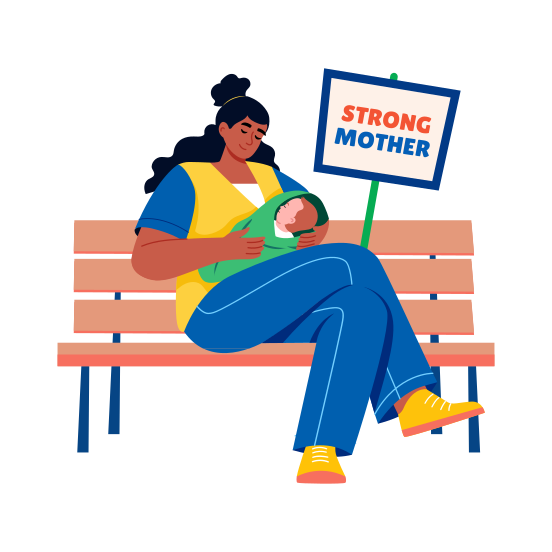 Single Mother, Newborn, Motherhood, Rights, Advocacy illustration