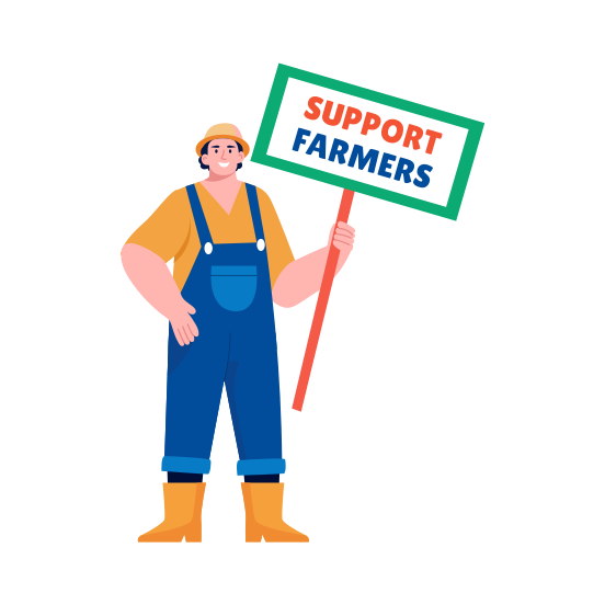 Support Farmers, Signage, Protest, Advocacy, Rights illustration
