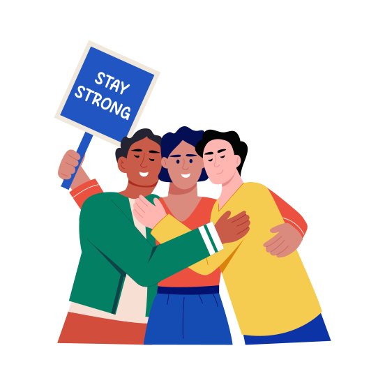 Team Bonding, Friends, Hugging, Cuddling, Happiness, illustration