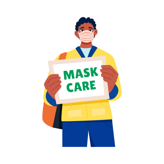 Wearing Mask, Protection, Safety, Healthcare, Awareness illustration