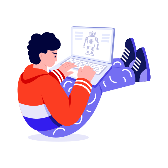 Creating Robot, Programming, Engineering, Designing, Technology illustration