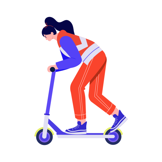 Electric Scooter, Vehicle, Riding, Transport, Travel illustration