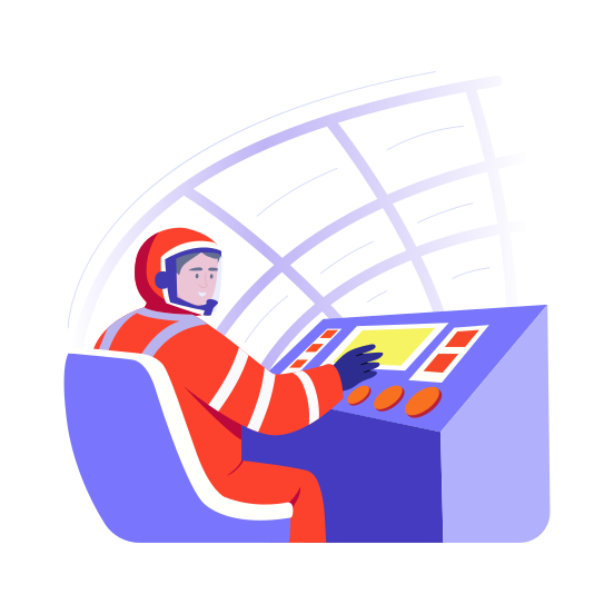 Machine Operator, Astronaut, Pilot, Monitoring, Fiction illustration