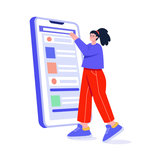 Mobile Scrolling, Browsing, Technology, Content, Social Media illustration