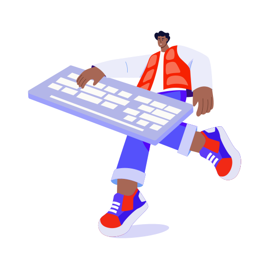 Typing, Keyboard, Typist, Working, Technology illustration