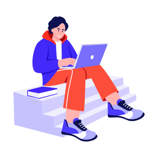 Using Laptop, Working, Education, Student, Learning illustration