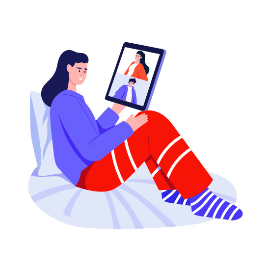 Video Calling, Talking, Friends, Meeting, Communication illustration