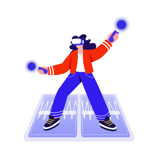 Virtual Game, Playing, Headset, Simulation, Immersive Technology illustration