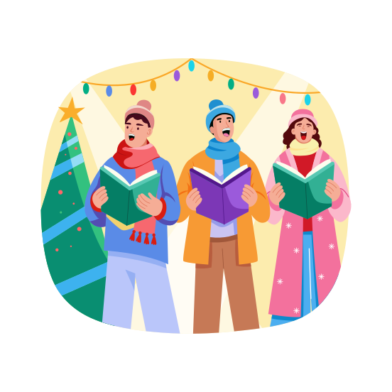 Caroling, Singing, Religious, Christianity, Celebration illustration