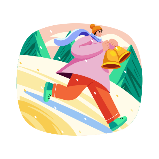 Christmas Bells, Ringing, Running, Cheering, Celebration illustration