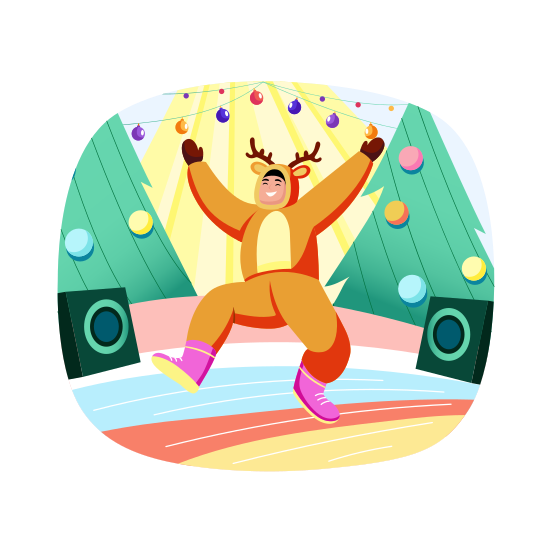 Christmas Party, Dancing, Celebration, Performing, Costume illustration