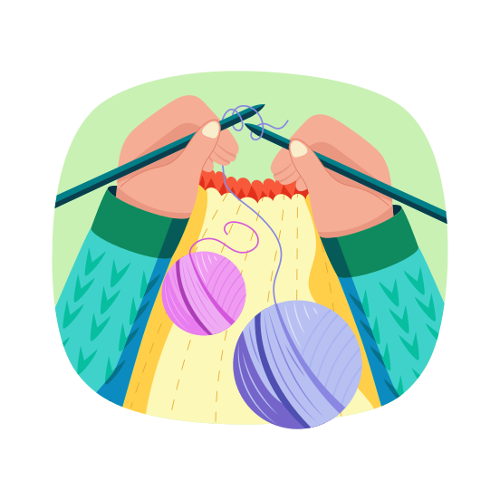 Crocheting, Knitting, Handcrafting, Artistic, Hobby illustration