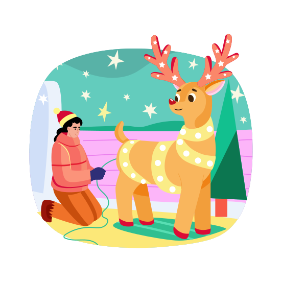 Decorate Reindeer, Celebration, Christmas, Deer, Festive illustration