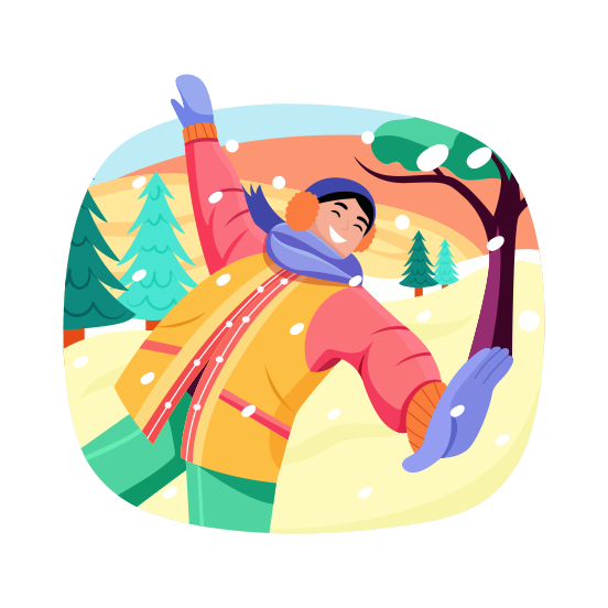 Enjoy Winter, Happy, Celebration, Holiday, Playing illustration