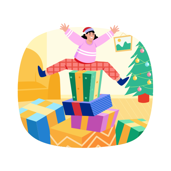 Gifts, Presents, Surprises, Celebration, Happy illustration