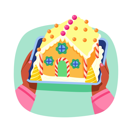 Gingerbread House, Cake, Confectionery, Dessert, Sweet, illustration