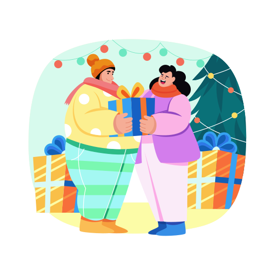 Giving Gift, Present, Surprise, Friends, Celebration illustration
