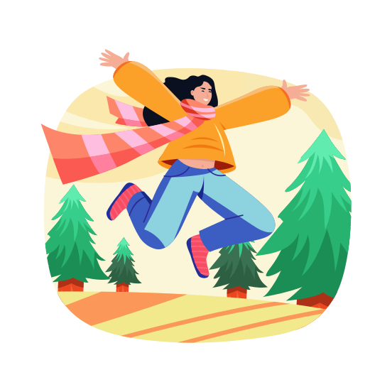 Jumping, Celebration, Happy, Winter, Enjoying illustration