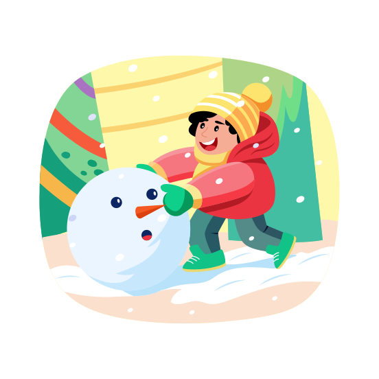Kid Playing, Happy, Enjoying, Activity, Winter illustration