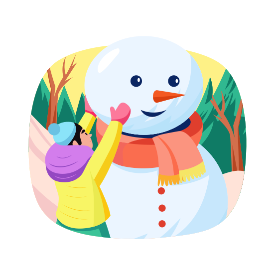 Making Snowman, Playing, Activity, Winter, Holiday illustration