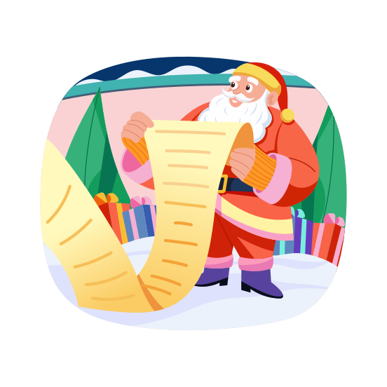 Santa List, Checklist, Christmas, Festive, Celebration illustration