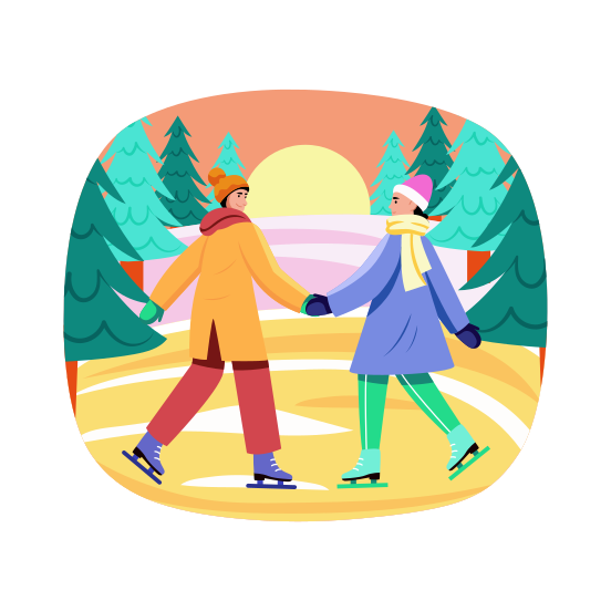 Skating, Snowsports, Enjoying, Winter, Holiday illustration