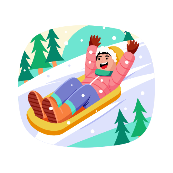 Snow Ride, Recreation, Leisure, Enjoying, Adventure, illustration