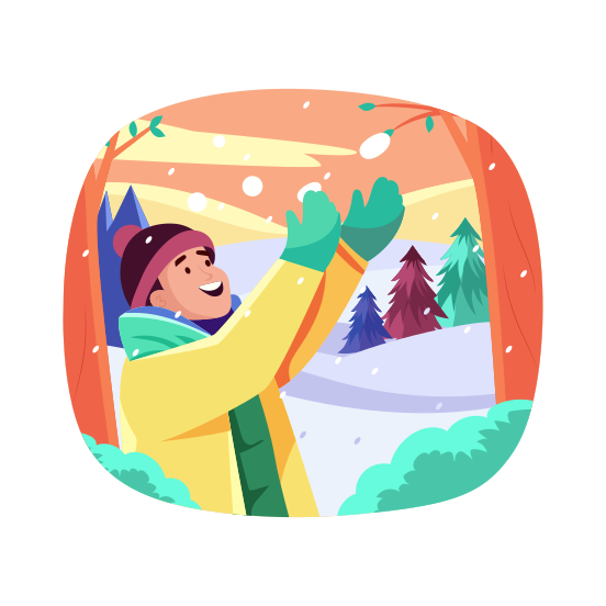 Snowfall, Catching, Snow, Winter Season, Enjoying, illustration