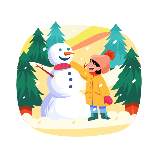 Snowman, Kid, Playing, Festival, Christmas Celebration illustration