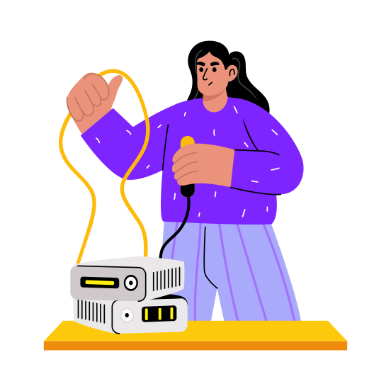 Connecting Cables, Plugging, Electronics, Engineering, Maintenance illustration