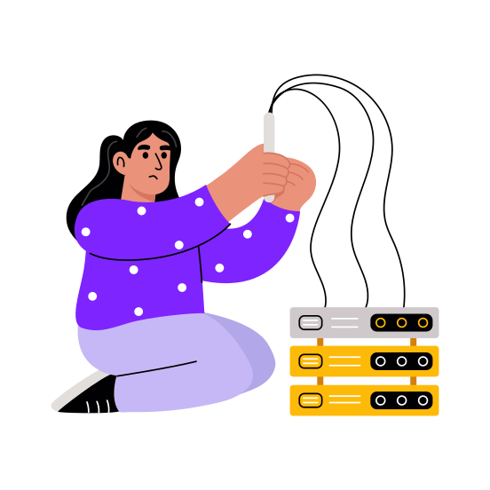 Fixing Server, Repairing, Troubleshooting, Maintenance,  Expert illustration