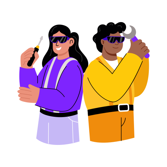 It Support, Technicians, Experts, Professionals, Engineering illustration