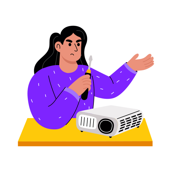 Repairing Projector, Fixing, Maintenance, Engineering, Expert illustration