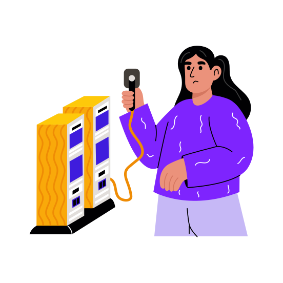 Server Setup, Connection, Engineering, Maintenance, Technician illustration