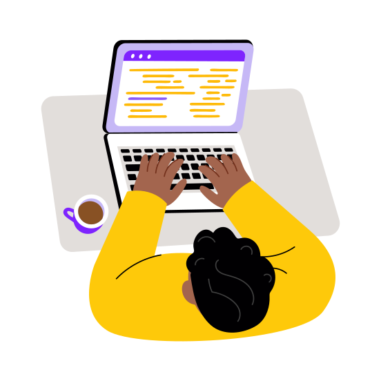Using Laptop, Working, Programming, Coding, Developer illustration