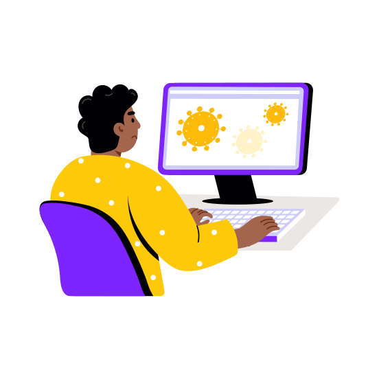 Virus Detection, Malware, Antivirus, Error, Computer illustration