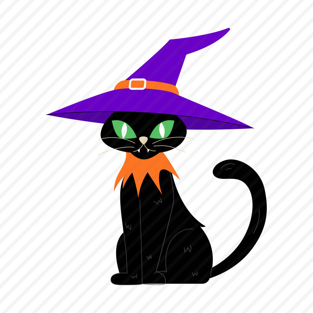 Black Cat, Animal, Feline, Witch Hat, Halloween preview