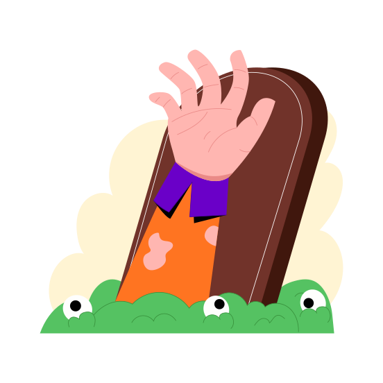 Buried Hand, Graveyard, Death, Horror, Scary illustration