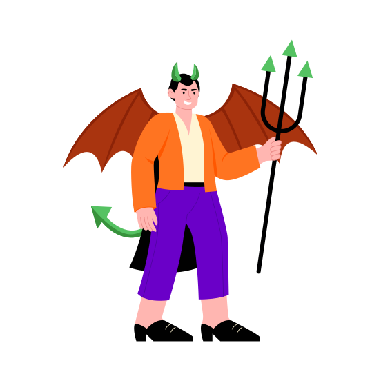 Devil Costume, Monster, Attire, Clothing, Halloween illustration