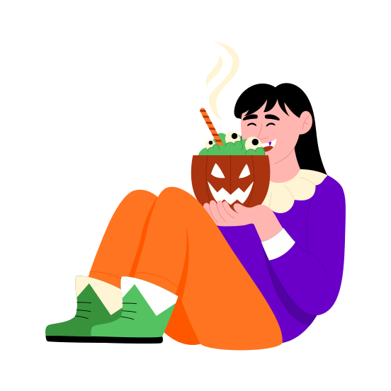 Enjoying Drink, Beverage, Refreshment, Sweet Drink, Halloween illustration