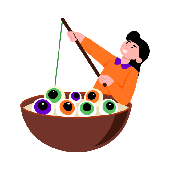 Eyeballs, Fishing, Candies, Bowl, Catching Eyeballs illustration