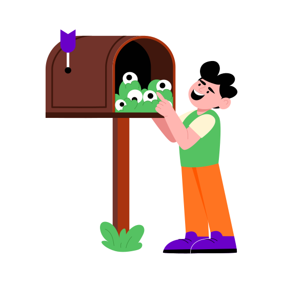 Ghost Mailbox, Letter, Eyeballs, Spooky Correspondence, Scary illustration