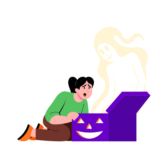 Ghost Spirit, Paranormal, Surprise, Gift, Scary illustration