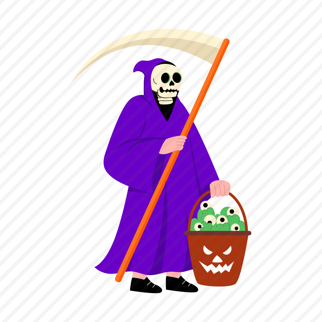 Grim Reaper, Skeleton, Scythe, Monster, Spooky preview