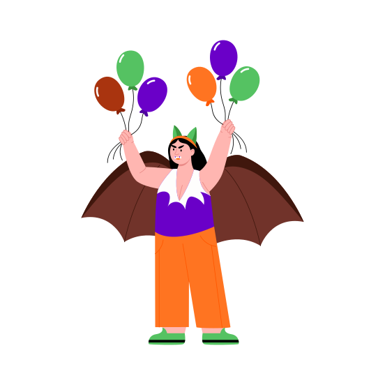 Halloween Party, Festival, Celebration, Costume, Balloons illustration